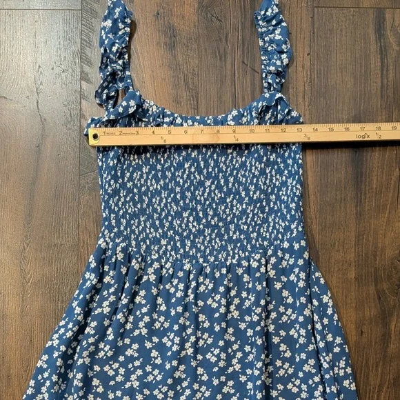 Reformation Siesta Midi Dress Blue White Floral Print Size Large